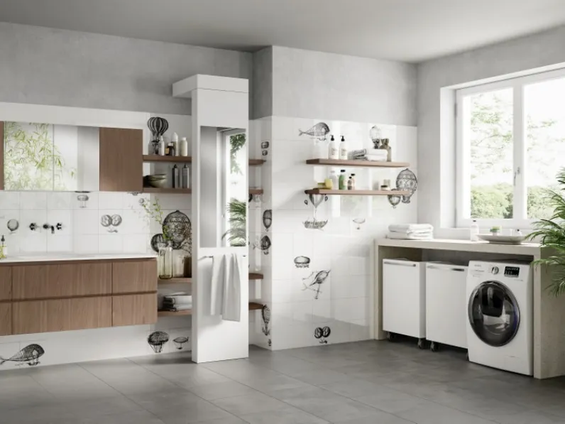 Mobile da Bagno Laundry Space Rivo in decorativo Noce Classic di Scavolini Bathrooms