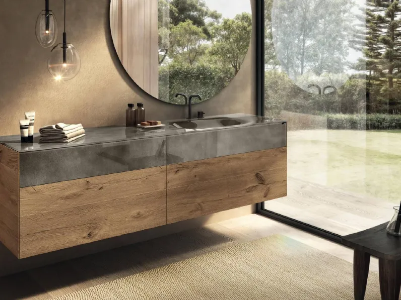 Lavabo integrato in vetro 36e8 di Lago