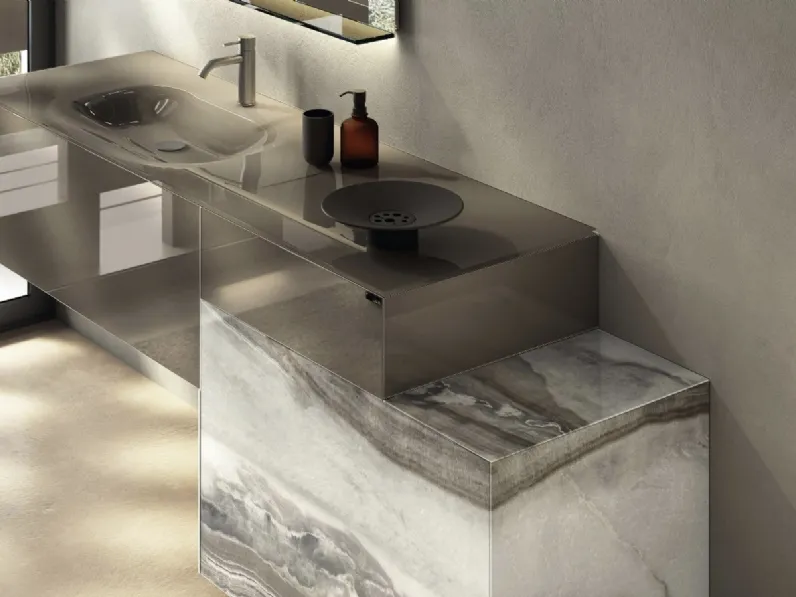 Lavabo integrato in vetro 36e8 di Lago