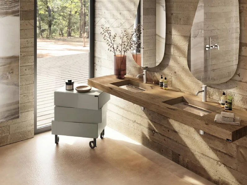 Lavabo Depth in legno e vetro di Lago