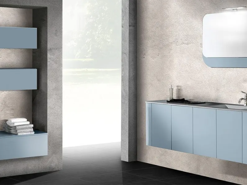 Mobile da Bagno sospeso in laccato opaco Azzurro Spot 03 05 di Lavalle