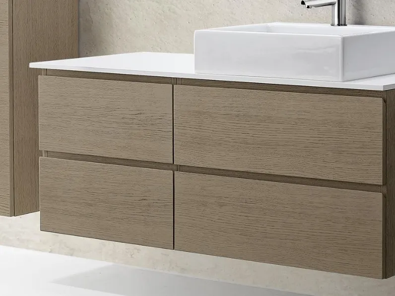 Mobile da Bagno sospeso Venus 08 04 in Rovere spazzolato tinta Cenere di Lavalle