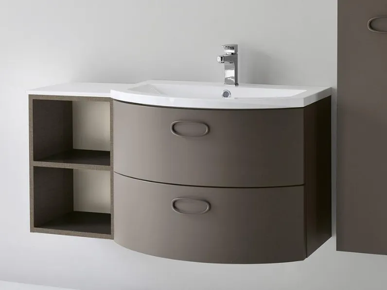 Mobile da Bagno sospeso in laccato opaco Cognac Zen 03 07 di Lavalle