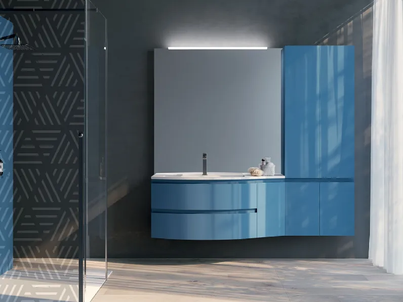 Mobile da Bagno sospeso in laccato lucido composizione Happy 11 di Licor Design