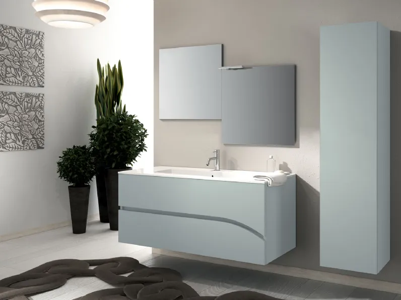 Mobile da Bagno sospeso in laccato grigio composizione Onda 07 di Licor Design