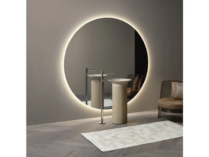 Lavabo freestanding Lilium in marmo con colonna in legno di Antoniolupi