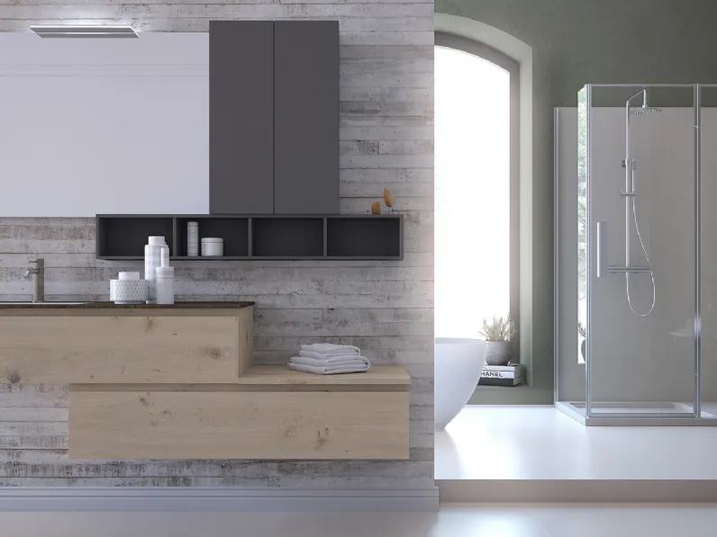 Mobile da Bagno sospeso in legno Linea LN07 di Arteba