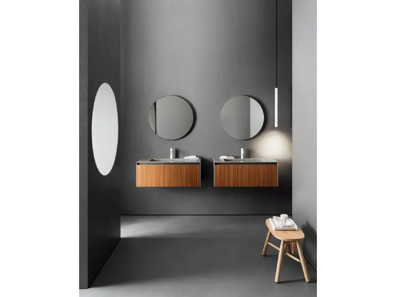 Mobile da Bagno Linear 102 in Bamboo tinto Montreal di Pirovano Bagni