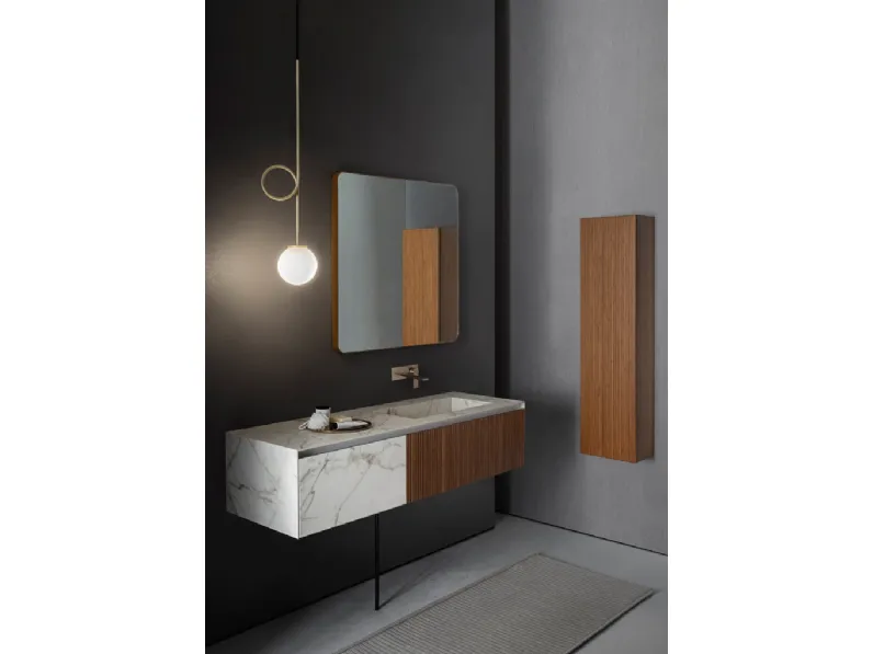 Mobile da Bagno Linear 104 in Bamboo tinto Montreal e Gres di Pirovano Bagni