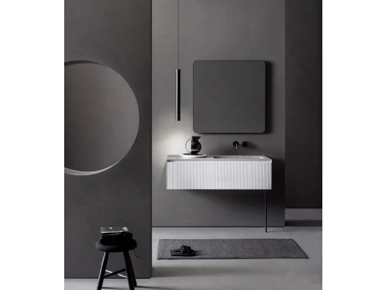 Mobile da Bagno Linear 105 in Bamboo laccato Grigio Cenere di Pirovano Bagni