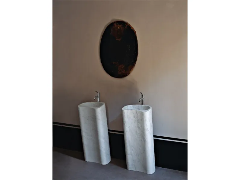 Lavabo a colonna di design in marmo bianco di Carrara Lito 02 di Agape