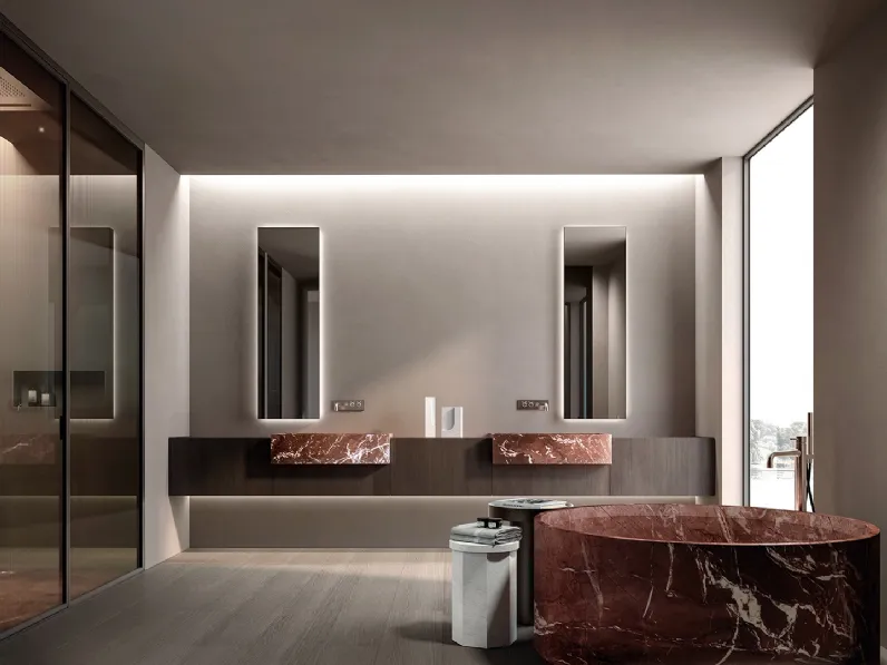 Mobile da Bagno sospeso Living Evolution 01 in frassino e marmo di Casabath