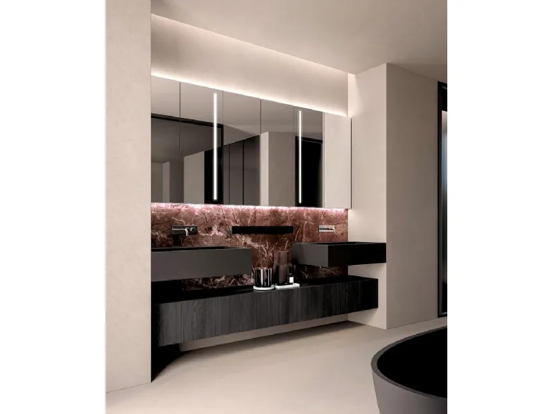 Mobile da Bagno sospeso Living Evolution 03 in legno e marmo di Casabath