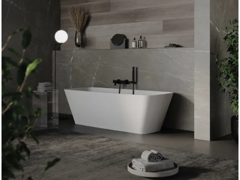 Vasca da Bagno freestanding Lola in resina e gelcoat bianco opaco di Vanita Docce
