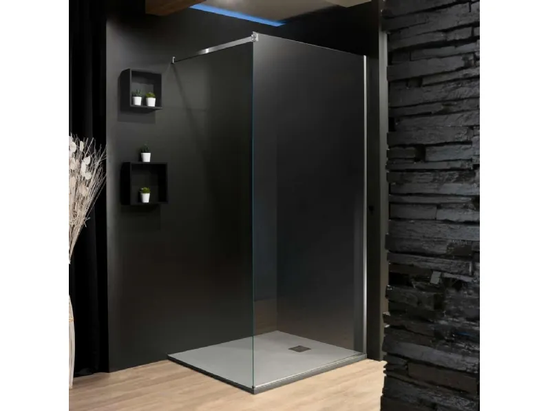 Box Doccia ad angolo con separè in vetro e acciaio Lux di Megius