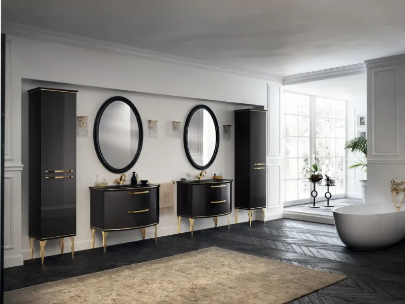 Mobile da Bagno Magnifica Laccato Lucido Grigio Ferro e Oro di Scavolini Bathrooms