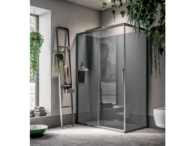 Box doccia in alluminio h.200 cm con anta scorrevole Magoo di Aghà