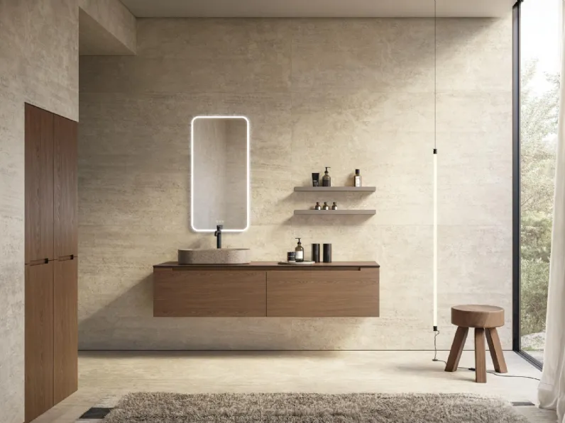 Mobile da Bagno sospeso Master 08 in Noce Canaletto di GB Group