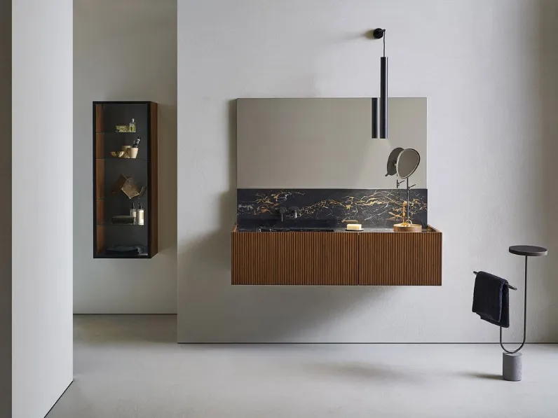 Mobile da Bagno Millennium Large in Bamboo tinto Noce di Pirovano Bagni