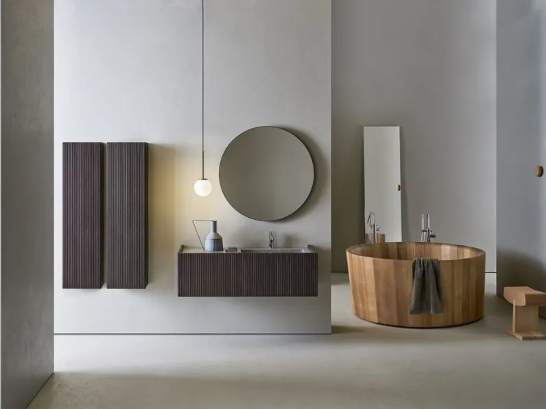 Mobile da Bagno Millennium Medium in Bamboo tinto Grigio di Pirovano Bagni