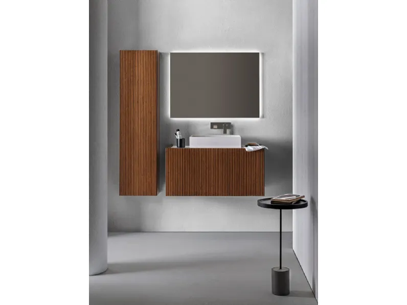 Mobile da Bagno Millennium XL 104 in Bamboo tinto Noce di Pirovano Bagni