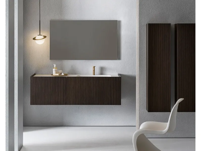 Mobile da Bagno Millennium XL 108 in Bamboo tinto Grigio di Pirovano Bagni