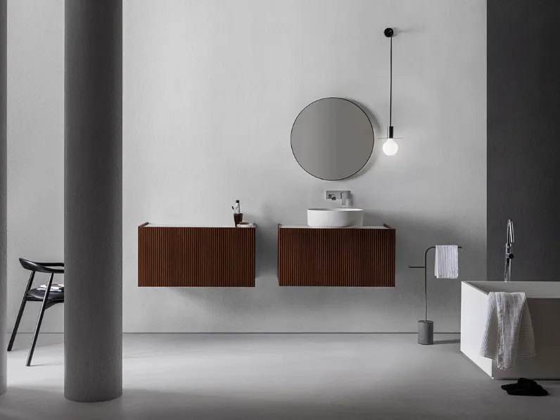 Mobile da Bagno Millennium XL in Bamboo tinto Noce di Pirovano Bagni