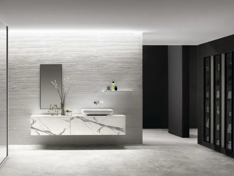 Mobile da Bagno sospeso in HPL effetto marmo Miyo 06 di Synergie