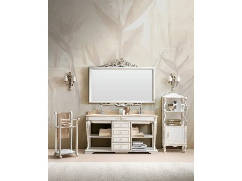 Mobile da Bagno 3028 avorio patinato, argento e colore grigio di Silvano Grifoni