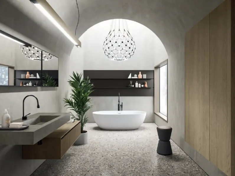 Mobile da Bagno sospeso Modo Project 05 in Rovere e Gres di Altamarea