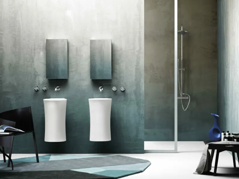 Arredo Bagno Nativo 01 ispirato alle forme della natura con lavabi che ricordano dei tronchi d'albero di Azzurra Ceramica