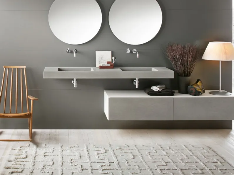 Mobile da Bagno sospeso in pietra naturale e laccato opaco Neos a muro 05 di Neutra