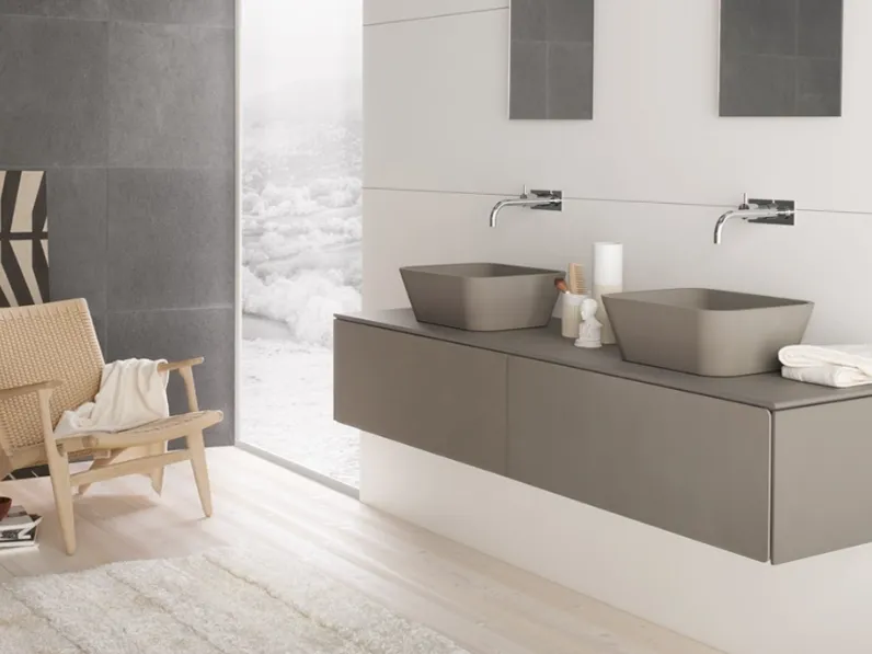 Mobile da Bagno sospeso in laccato opaco Neos a muro 03 di Neutra