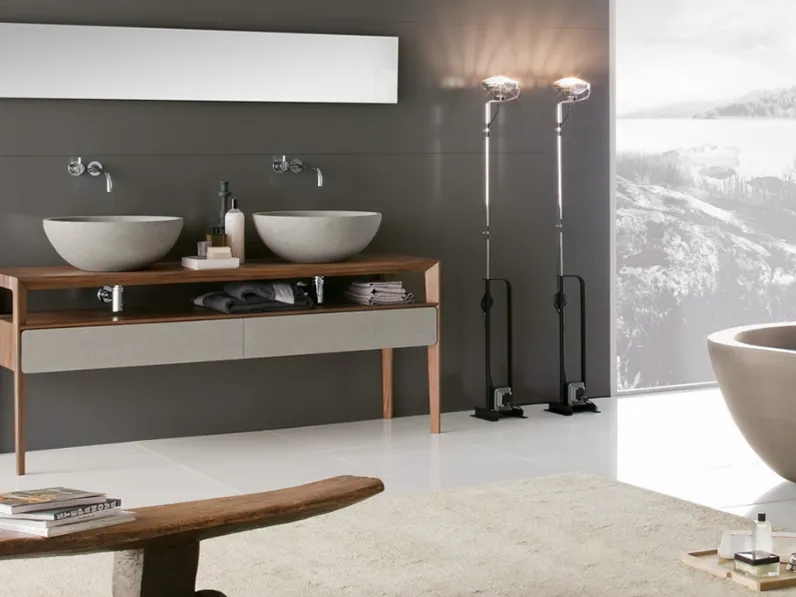 Mobile da Bagno a terra in legno con cassetti in pietra Neos Consolle 01 di Neutra