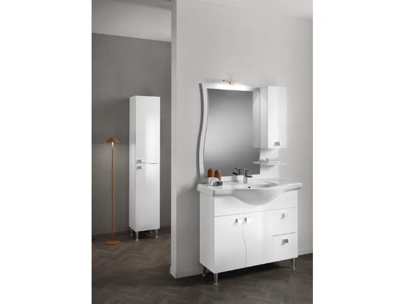 Mobile da Bagno Onda Bianco Lucido in melaminico di Modo Bluelife