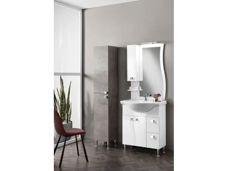 Mobile da Bagno Onda Bianco Lucido in melaminico di Modo Bluelife