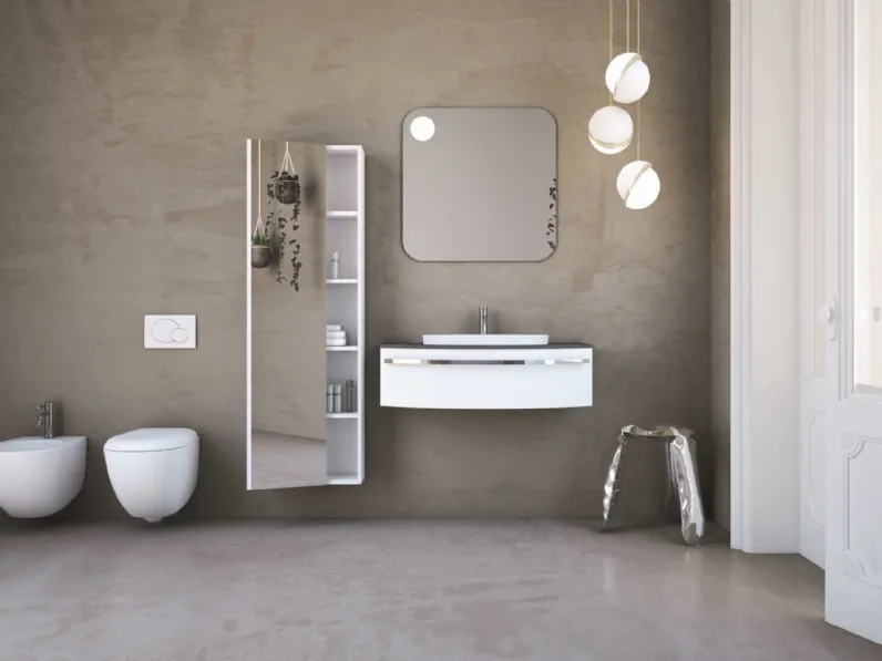 Mobile da bagno sospeso in laccato bianco opaco Onda ON12 di Arteba