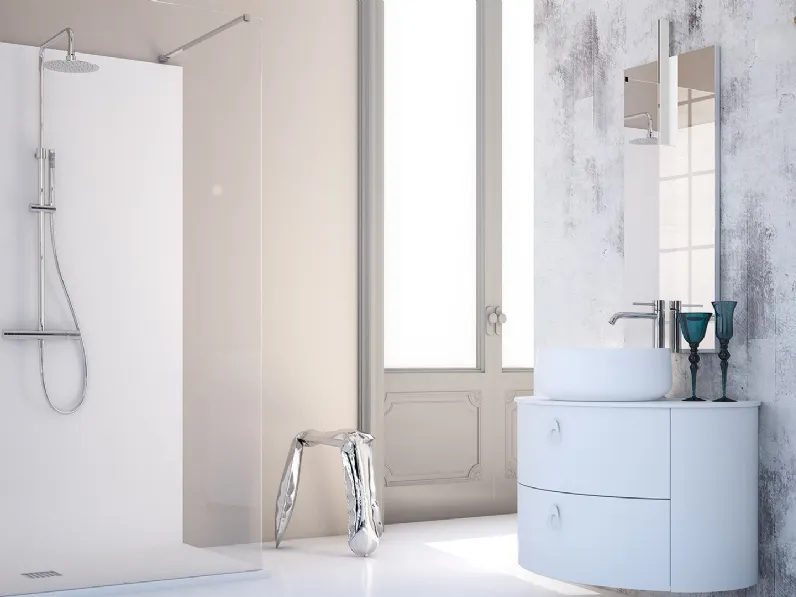 Mobile da bagno sospeso in laccato bianco Onda ON11 di Arteba