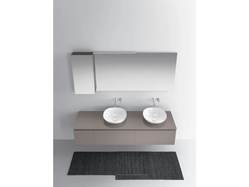 Mobile da Bagno sospeso in laccato opaco seta One 19 04 di Milldue