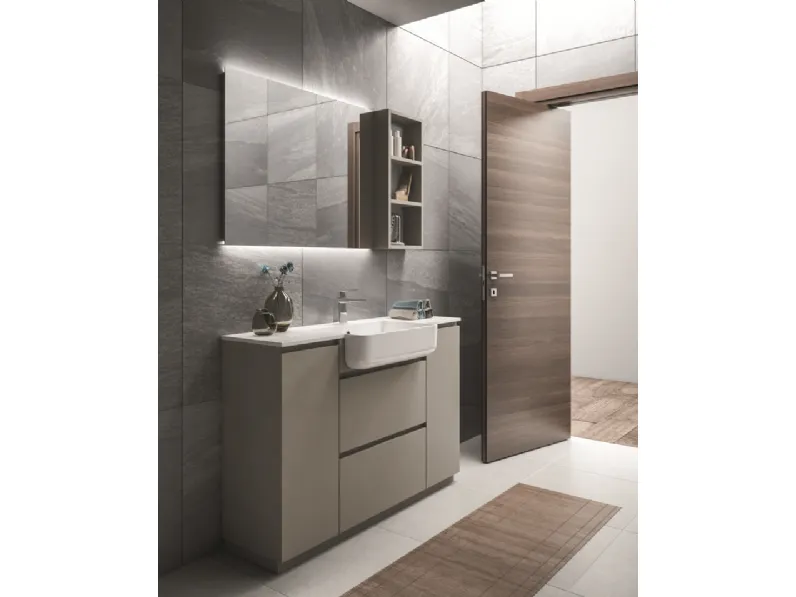 Mobile da Bagno a terra Original 14 in laminato porcellana laccato grigio titanio di Arredoquattro