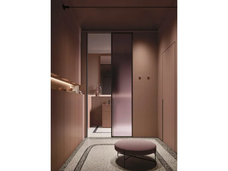 Mobile da Bagno a terra salvaspazio Over 05 in laccato con monolite in gres di Arbi