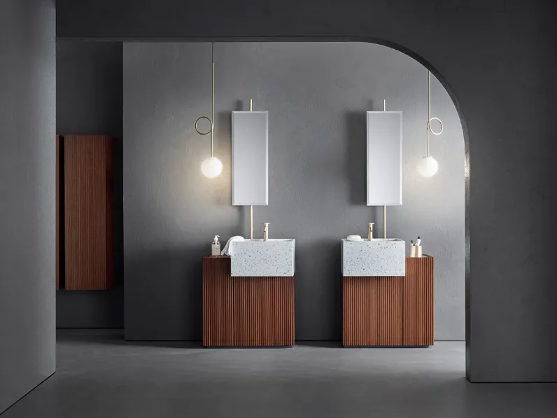 Mobile da Bagno Pilar 101 in Bamboo tinto Noce di Pirovano Bagni