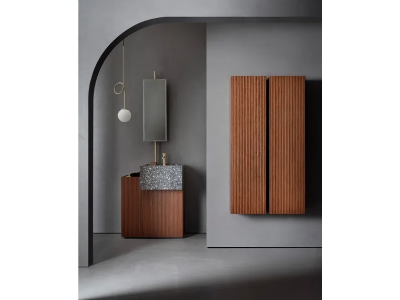 Mobile da Bagno Pilar 102 in Bamboo Tinto Noce di Pirovano Bagni