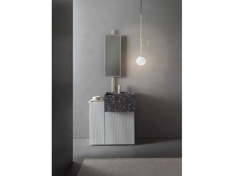 Mobile da Bagno Pilar 103 in Bamboo laccato Grigio Luce di Pirovano Bagni