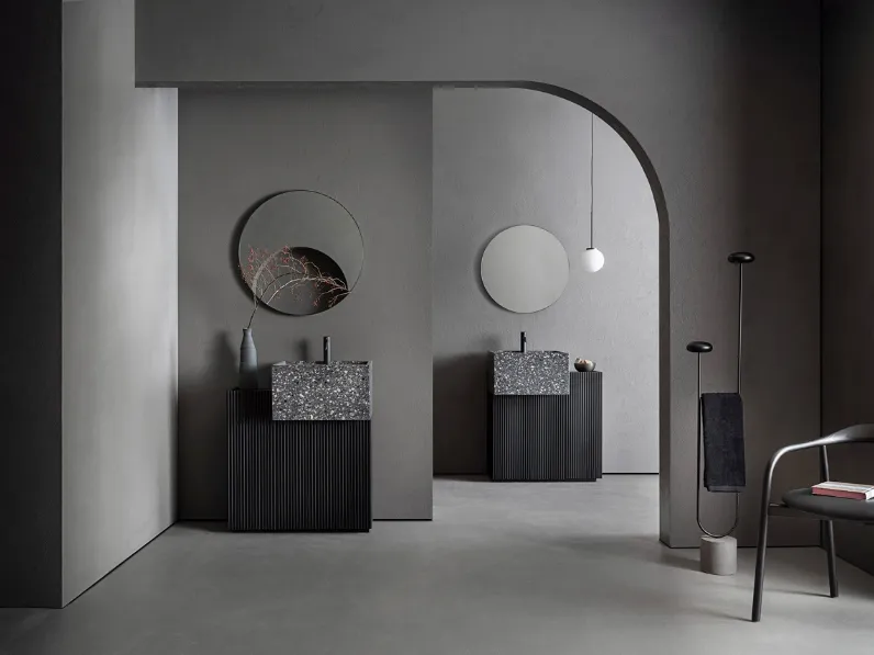 Mobile da Bagno Pilar 104 in Bamboo laccato Nero di Pirovano Bagni