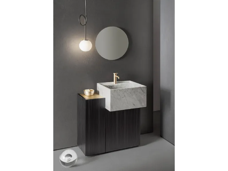 Mobile da Bagno Pilar 105 in Bamboo laccato Nero di Pirovano Bagni