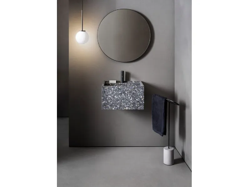 Lavabo Pilar 106 in graniglia nera di Pirovano Bagni