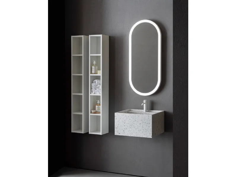 Lavabo Pilar 107 in graniglia bianca di Pirovano Bagni