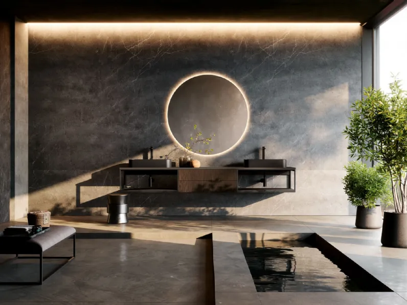 Mobile da Bagno sospeso Prime 01 in Rovere termocotto di Nova Cucina