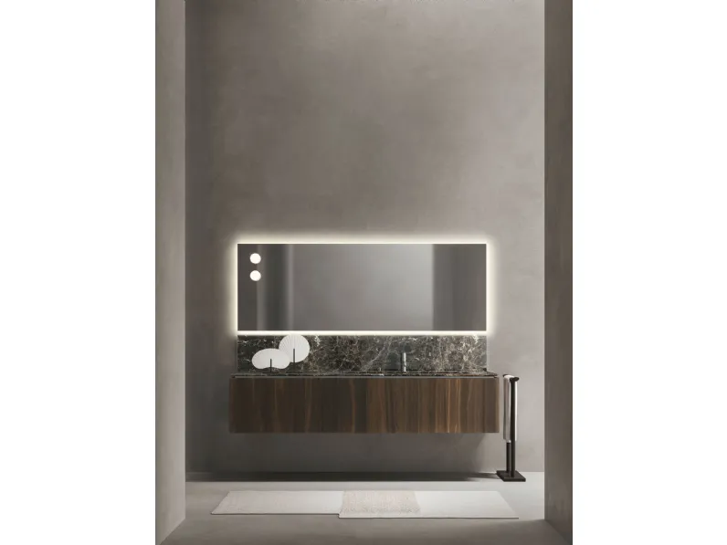 Mobile da Bagno in Rovere termocotto con top e alzatina in marmo Puro 24 05 di Milldue